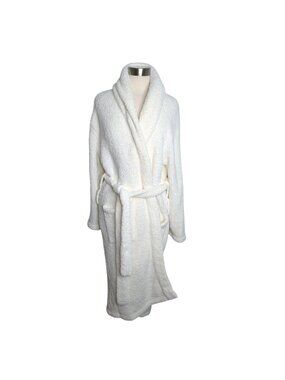 Kashwere Plush Shawl Collar Bathrobe S/M White Luxurious Soft